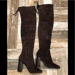 NEW~FRYE~OVER THE KNEE SUEDE BOOTS~DARK BROWN~7.5